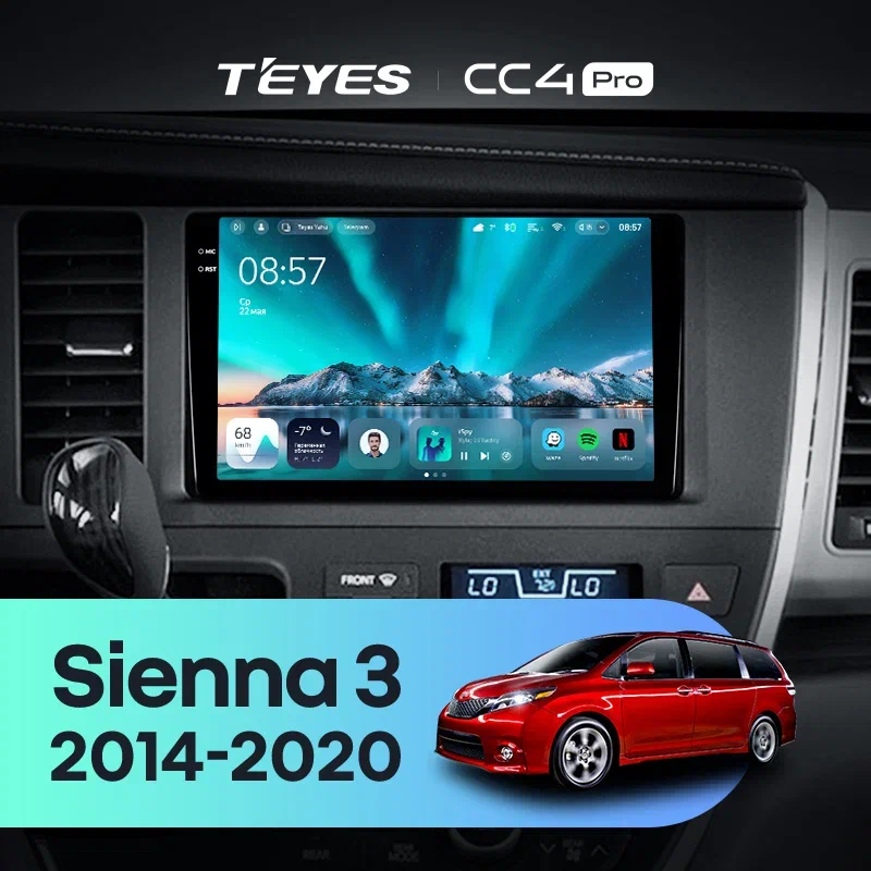 Головное устройство TEYES CC4 Pro 9.5" Toyota Sienna 3 XL30 (2014-2020)